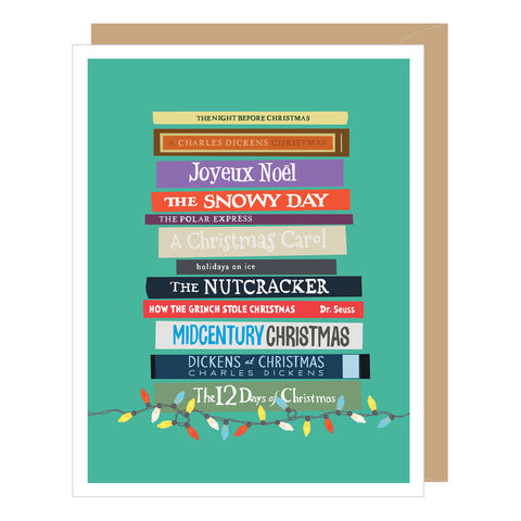 Stack of Holiday Books Holiday Card