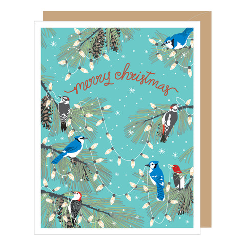 Christmas Woodpeckers & Blue Jays Holiday Card