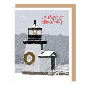 Christmas Lighthouse Holiday Card