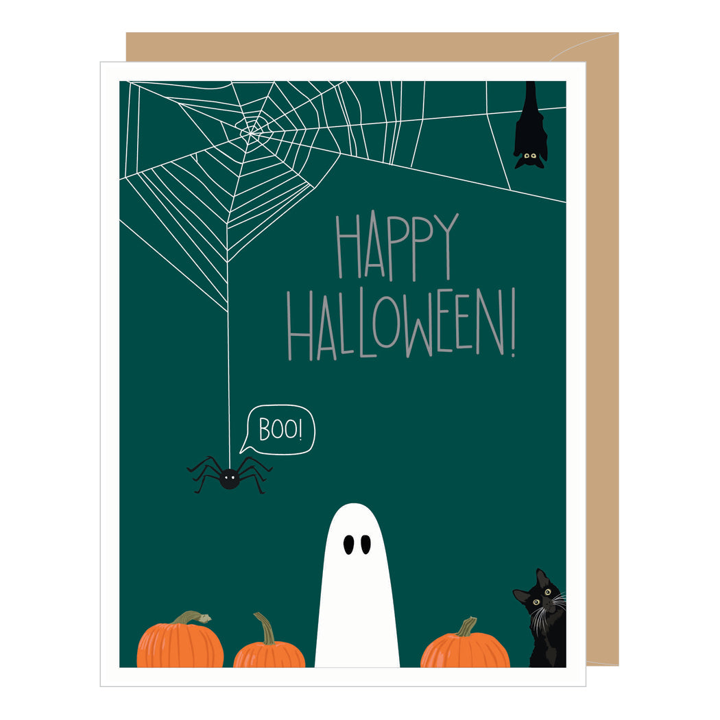 Spider and Ghost Halloween Card