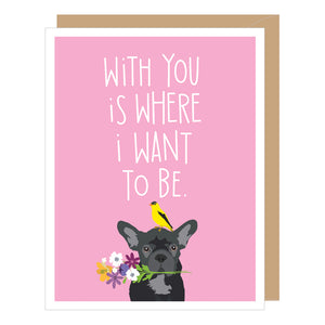 French Bulldog with Flowers Valentine Card