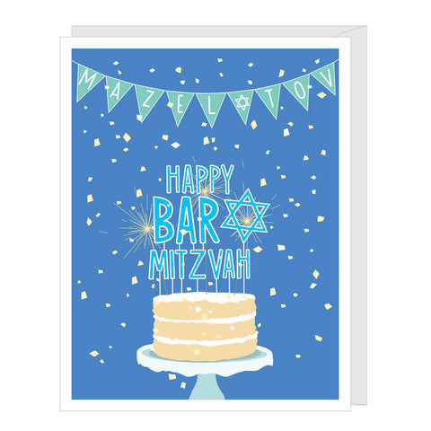 Bar Mitzvah Cake Mazel Tov Card