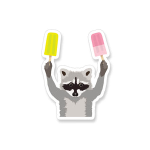 Raccoon with Popsicles, Vinyl Sticker - ST133