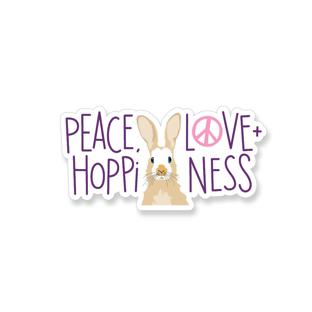 Peace Love & Hoppiness Bunny, Vinyl Sticker - ST140