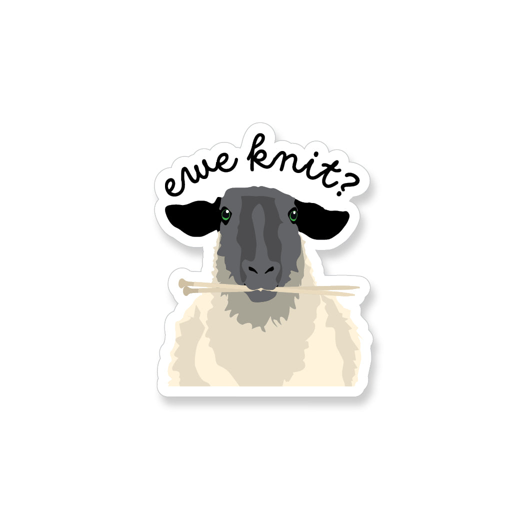 "Ewe Knit?" Sheep, Vinyl Sticker - ST157