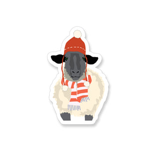 Winter Sheep with Scarf, Vinyl Sticker - ST161
