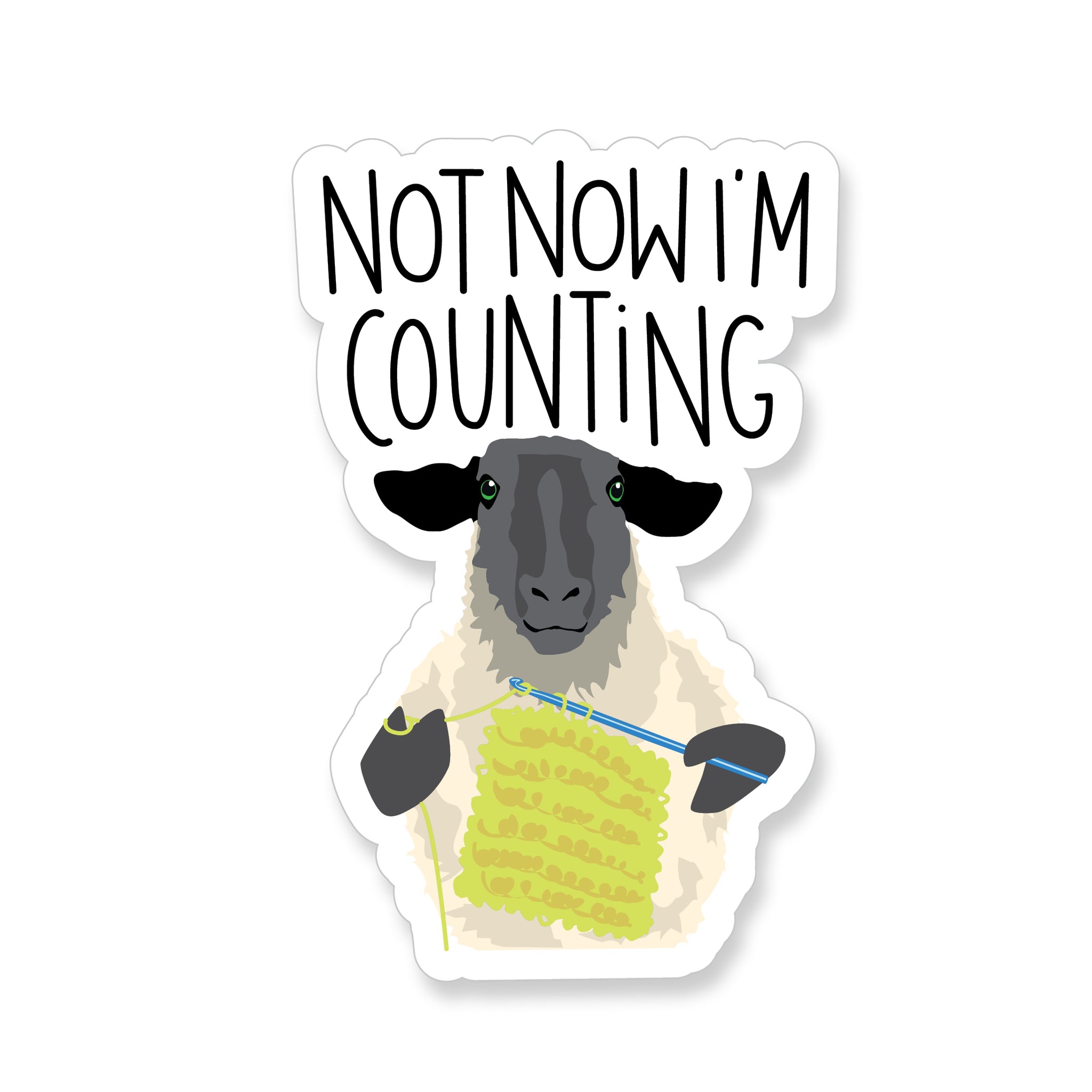 Not KNow I'm Counting Knitting Sheep, Vinyl Sticker
