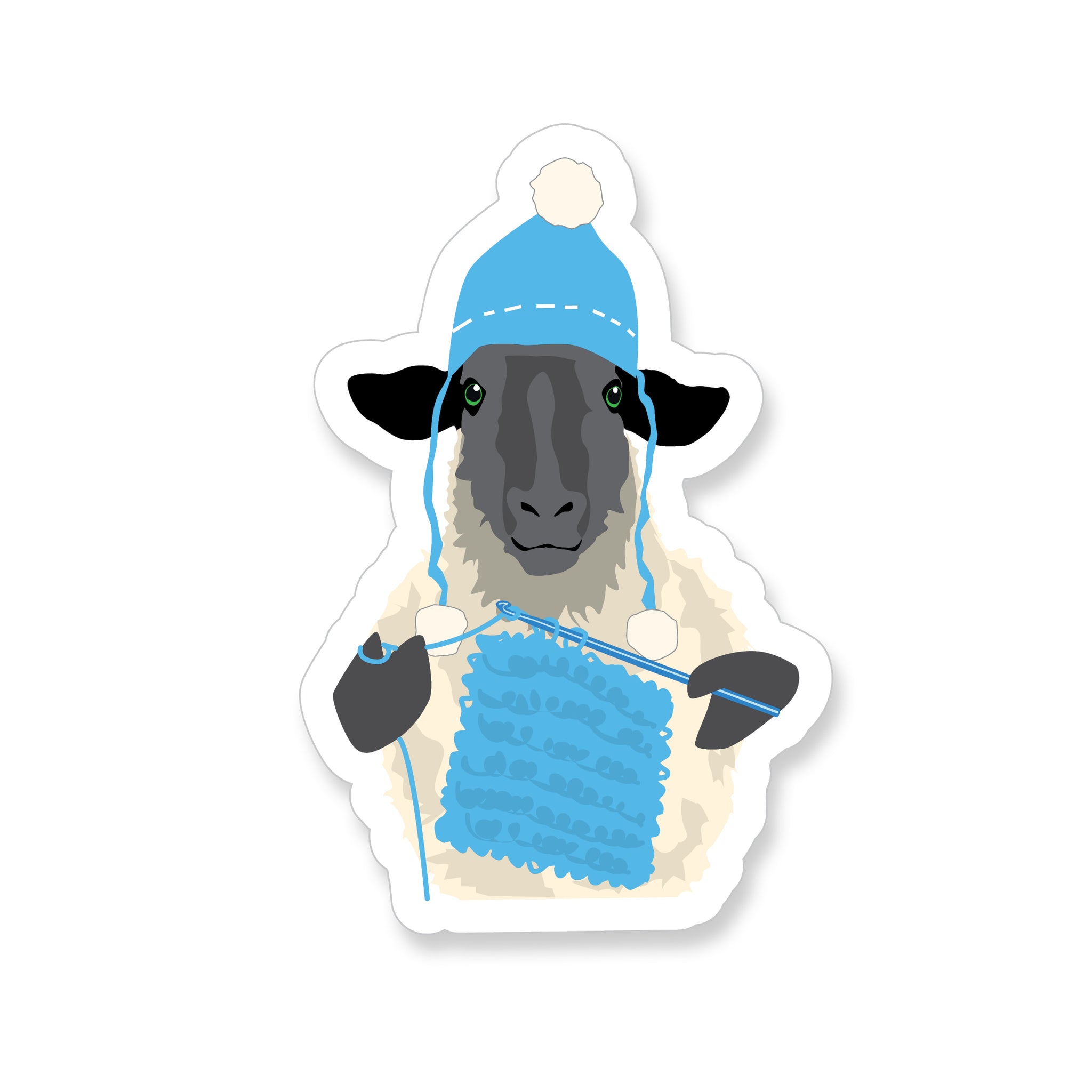 Crocheting Sheep, Vinyl Sticker - ST179