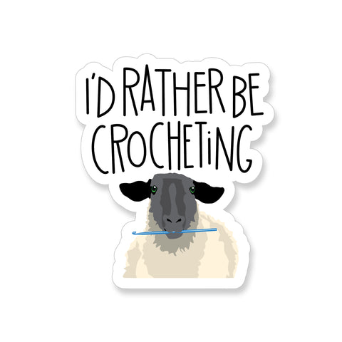 I'd Rather Be Crocheting Sheep, Vinyl Sticker - ST180