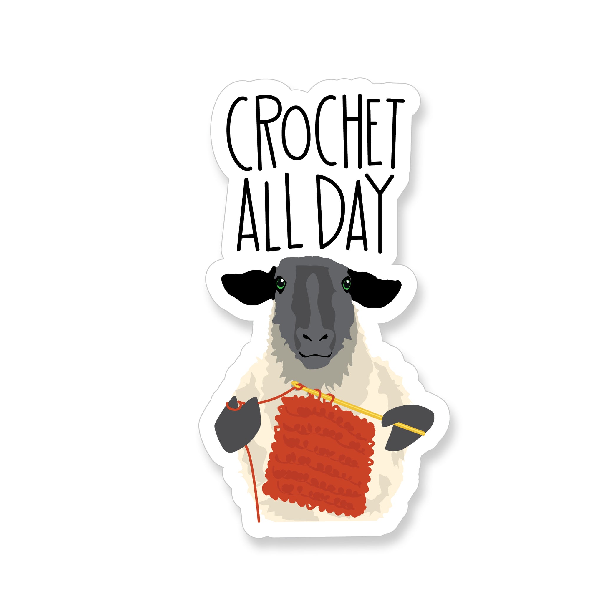 Crochet All Day Sheep, Vinyl Sticker - ST182