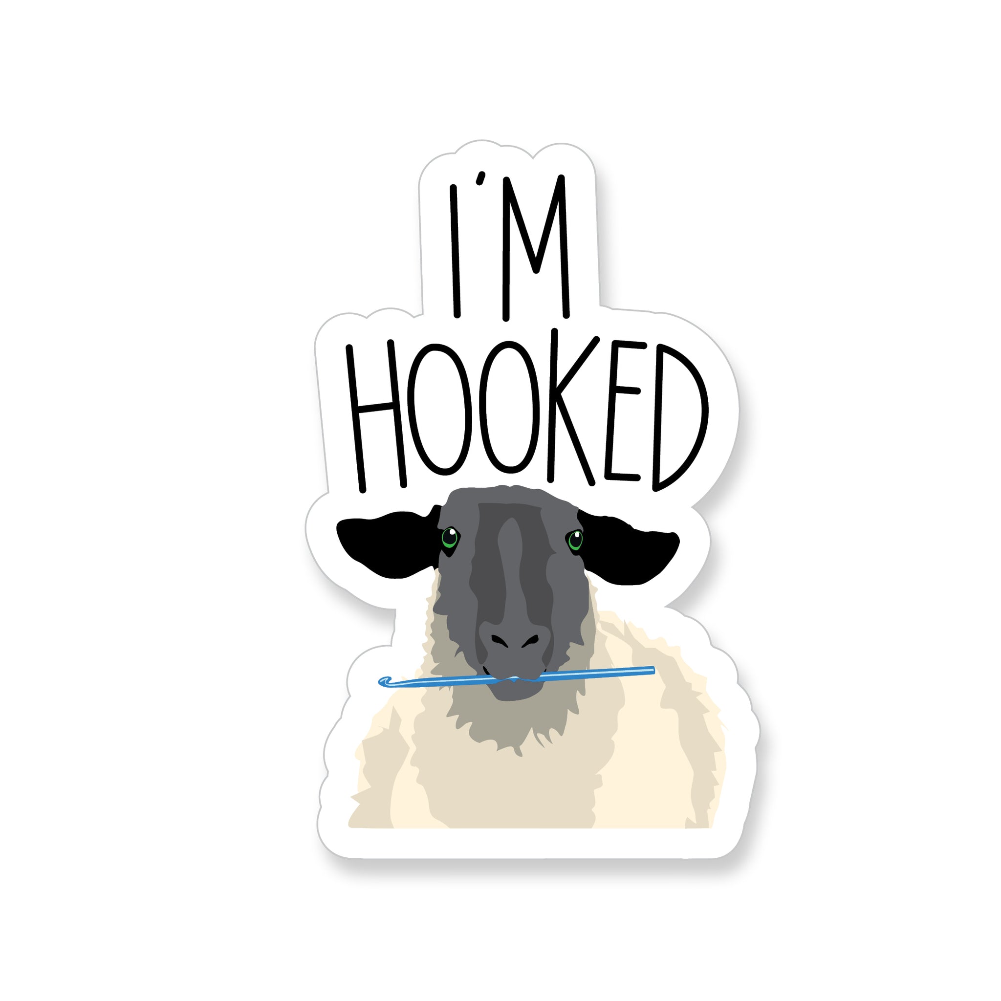 I'm Hooked Crochet Sheep, Vinyl Sticker - ST183