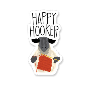 Happy Hooker Crochet Sheep, Vinyl Sticker - ST184