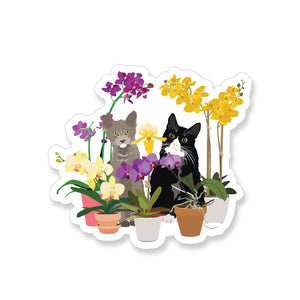 Cats and Orchids, Vinyl Sticker - ST206