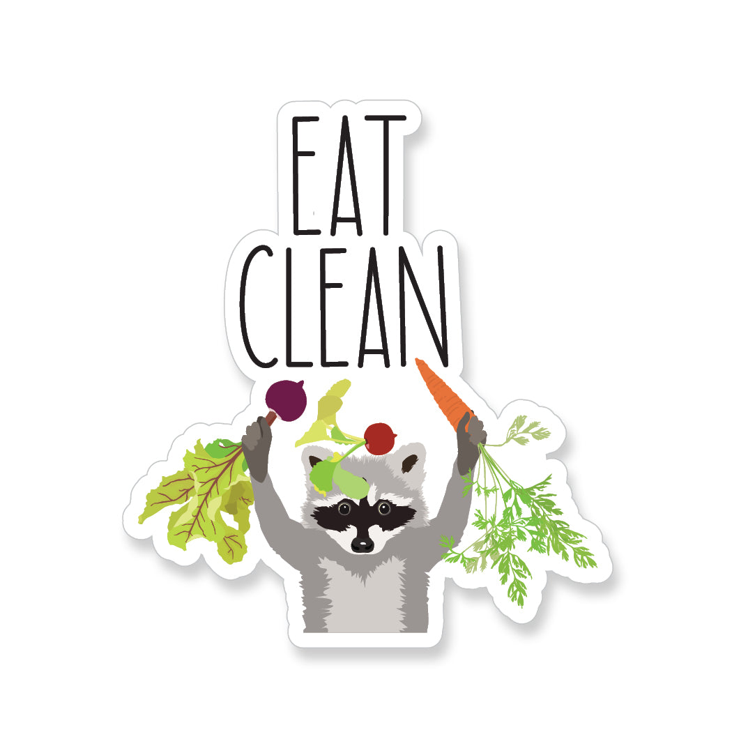 Eat Clean Raccoon, Vinyl Sticker