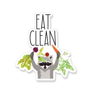 Eat Clean Raccoon, Vinyl Sticker