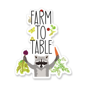 Farm to Table Raccoon, Vinyl Sticker