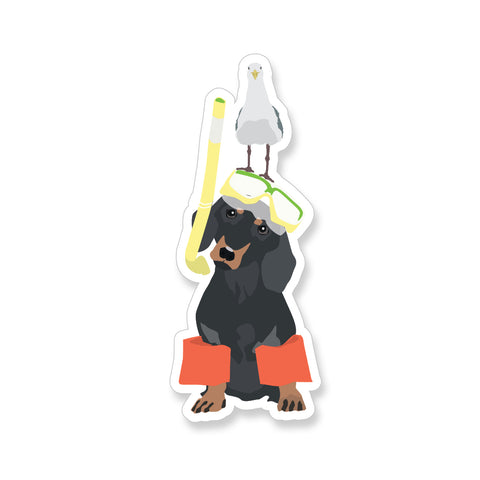 Summer Dachshund, Vinyl Sticker