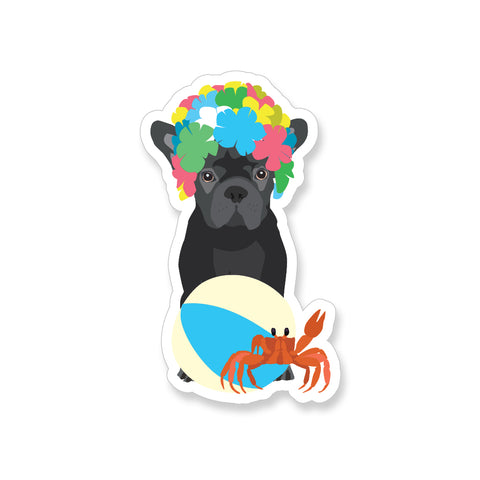 Summer French Bulldog, Vinyl Sticker - ST218