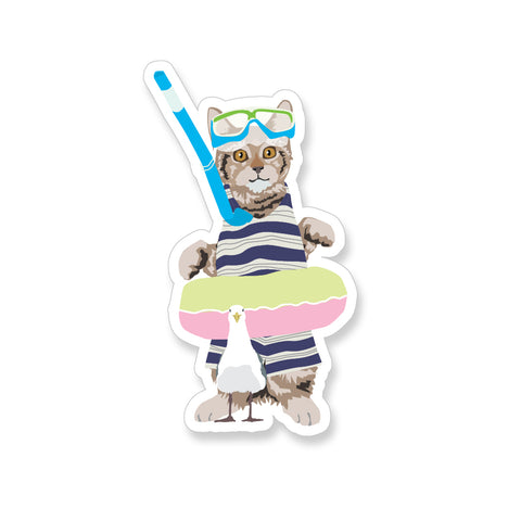 Summer Tiger Cat, Vinyl Sticker - ST223