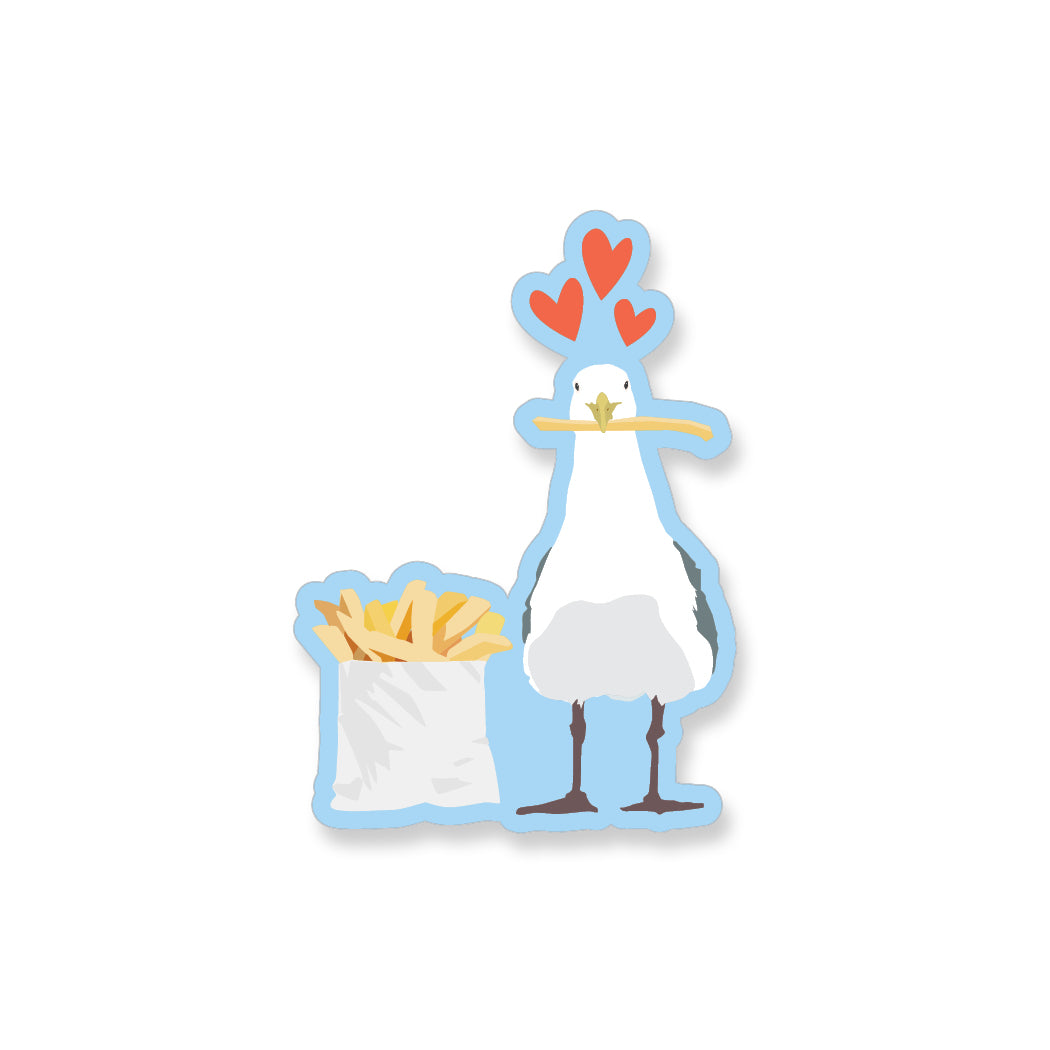 Seagull with French Fry, Vinyl Sticker - ST227