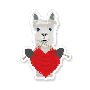 Alpaca Knitting Red Heart, Vinyl Sticker - ST239