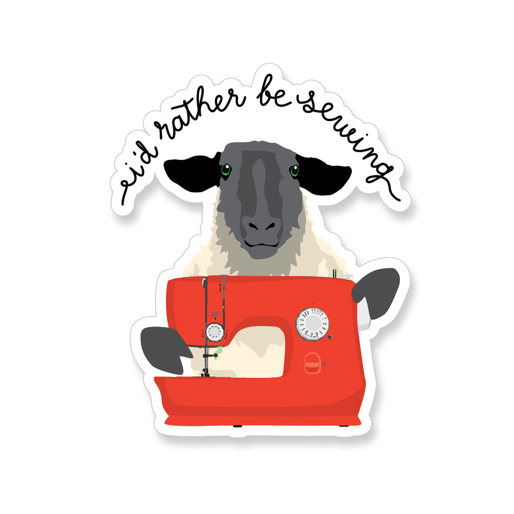 Sheep I'd Rather Be Sewing, Vinyl Sticker - ST241